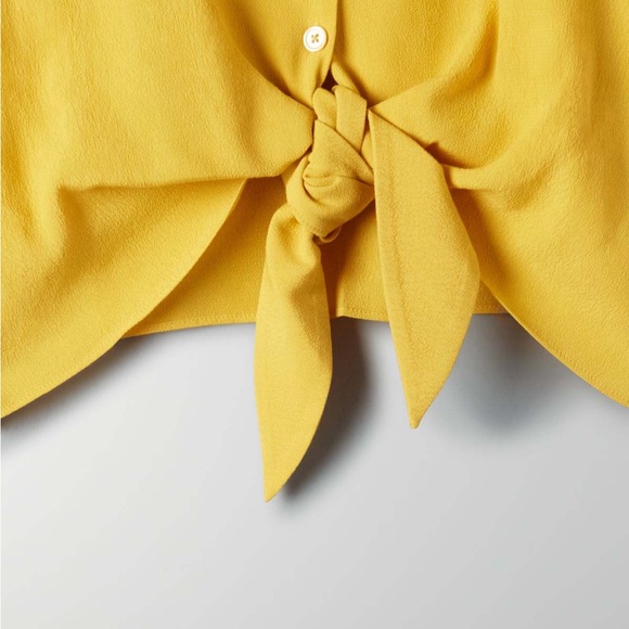 Aritzia WILFRED FREE⎮The Tie-Front Blouse⎮cropped button front⎮dark teal blue⎮S - Picture 16 of 16